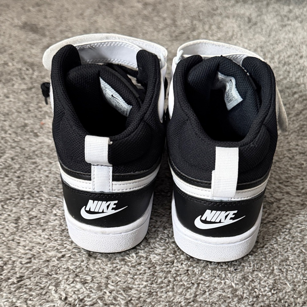 Nike Black and White Mid-Top Sneakers with Strap - Picture 4 of 5